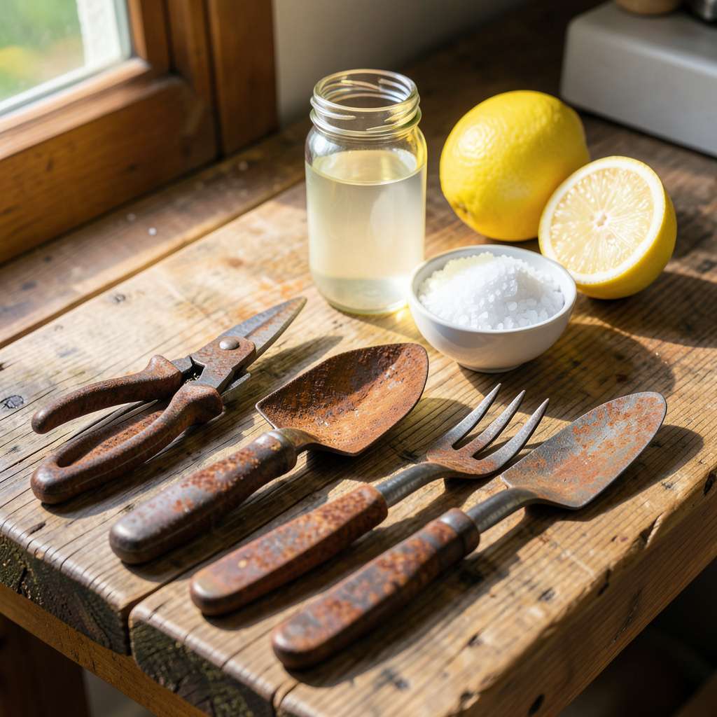 Soaking Rusted Tools How to Get Rust Off Garden Tools: Vinegar Soak for Quick Restoration ...